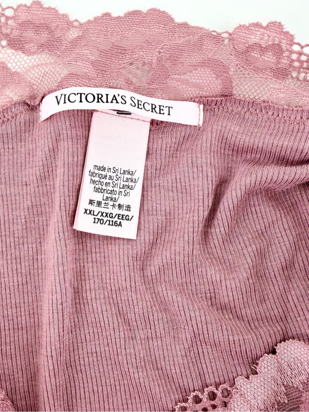 Victoria's Secret Mauve Ribbon Tie Side Lace Cami Top XXL Coquette Romantic Chic - Picture 5 of 10